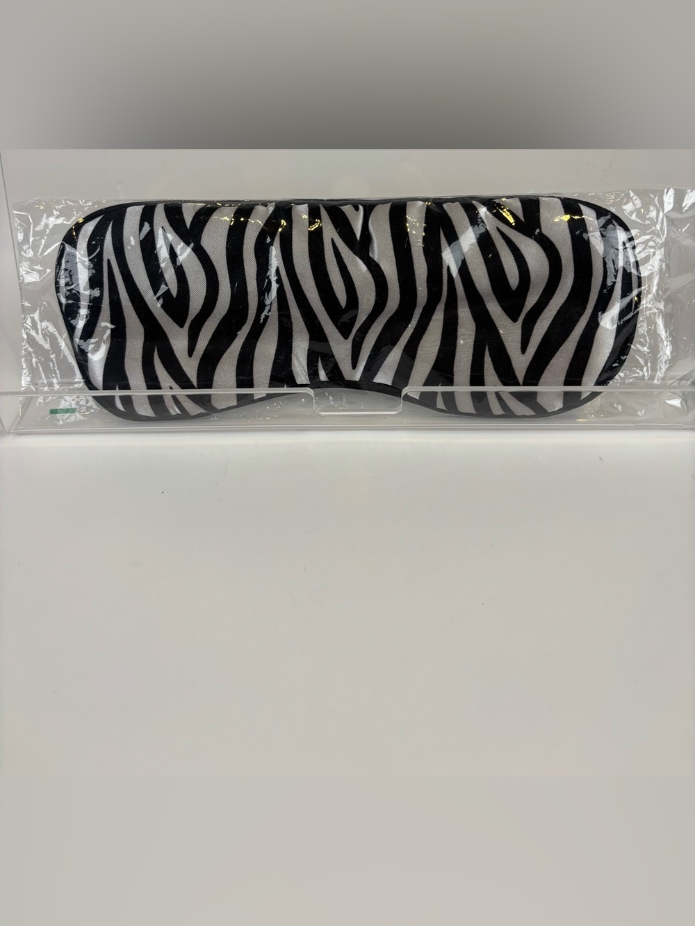NWT EVA Air Zebra Print Sleep Eye Mask Black Satin Travel Amenity